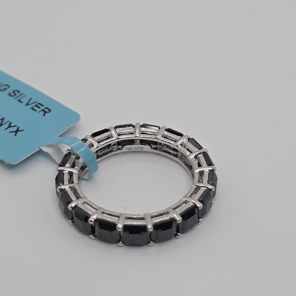 10.20cttw Black Onyx Silver Ring - Picture 4 of 5